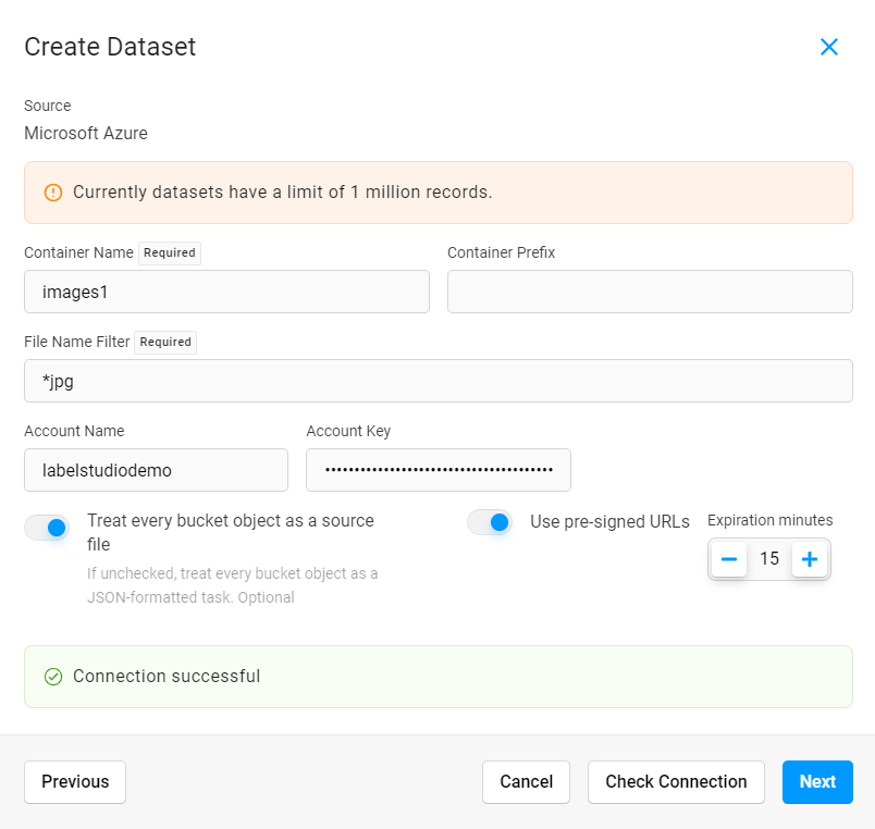 Check Dataset connection