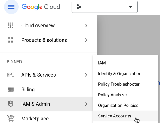 Screenshot of the Google Cloud Console